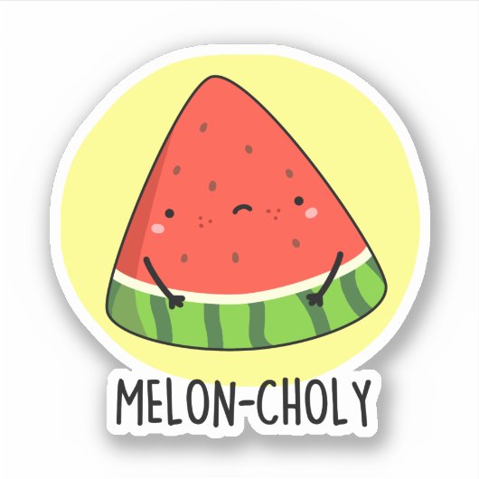 Meloen-choly Grappige Sad Watermeloen Pun Sticker (Voorkant)