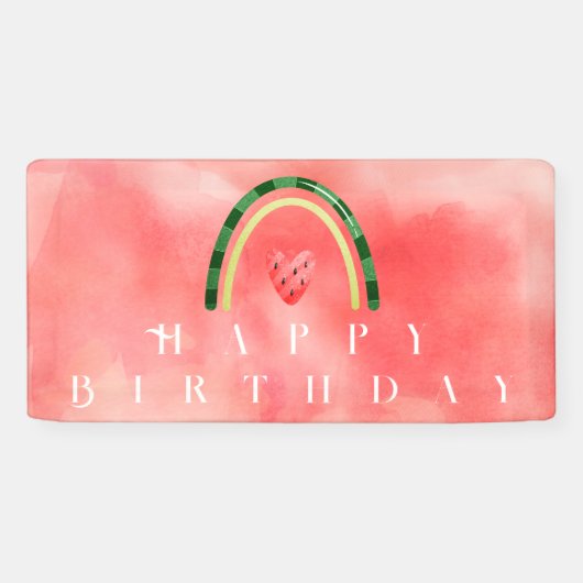 Meloen Hart Watermeloen Verjaardag Spandoek (Horizontaal)