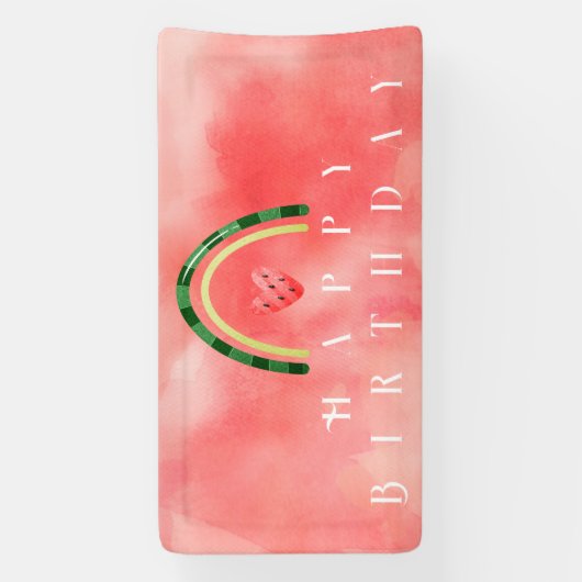 Meloen Hart Watermeloen Verjaardag Spandoek (Verticaal)