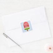 Meloen ijslolly Gefeliciteerd Vierkante Sticker (Envelop)