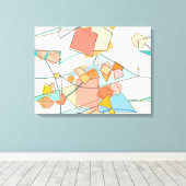 Meloen, roze en aqua abstract canvas afdruk (Insitu (Houten vloer))