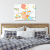 Meloen, roze en aqua abstract canvas afdruk (Insitu (Slaapkamer))