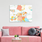 Meloen, roze en aqua abstract canvas afdruk (Insitu (Woonkamer))