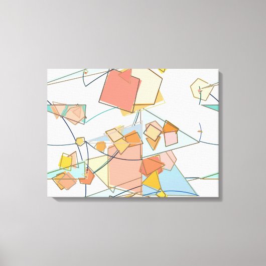 Meloen, roze en aqua abstract canvas afdruk (Voorkant)