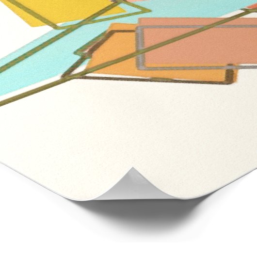 Meloen, roze en aqua abstract poster (Hoek)