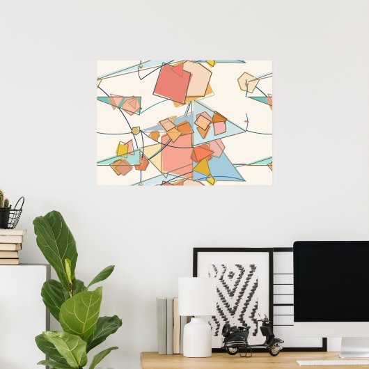 Meloen, roze en aqua abstract poster (Thuiskantoor)