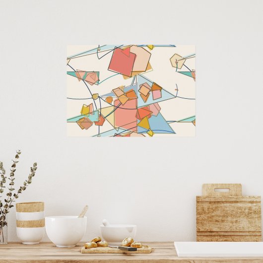 Meloen, roze en aqua abstract poster (Keuken)