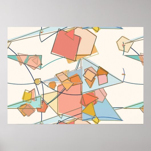 Meloen, roze en aqua abstract poster (Voorkant)