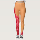 Meloen Sinaasappel en Hot Pink Floral Leggings (Voorkant)