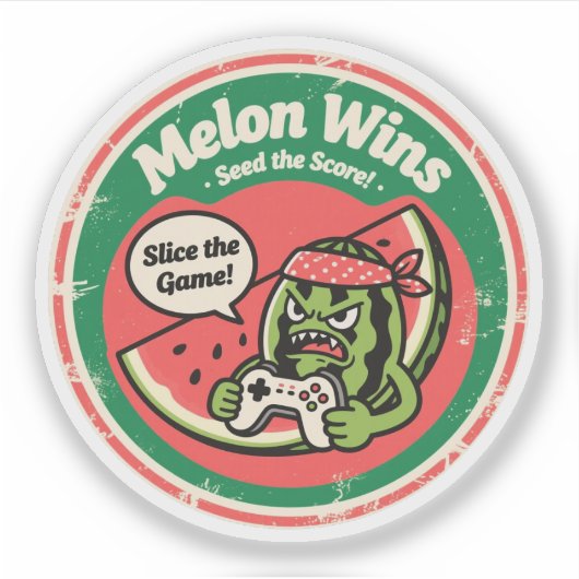 Meloen Wint! Zaai de Score Gamer Sticker (Voorkant)