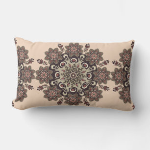 Meloen/Zwart Omkeerbaar Mandala Lumbaal Kussen
