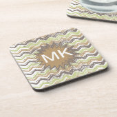 Melon Brandy Scribble ZigZag Pattern Bier Onderzetter (Linkerzijde)