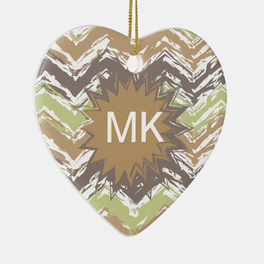 Melon Brandy Scribble ZigZag Pattern Keramisch Ornament (Rechts)