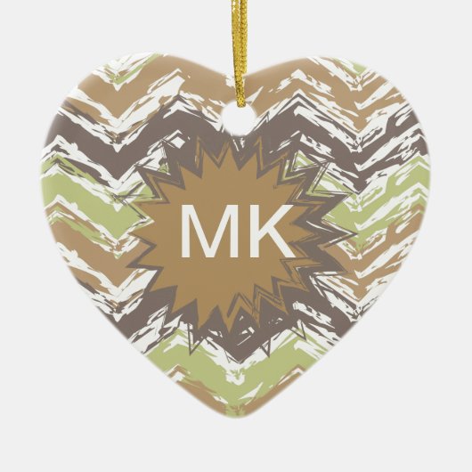 Melon Brandy Scribble ZigZag Pattern Keramisch Ornament (Voorkant)