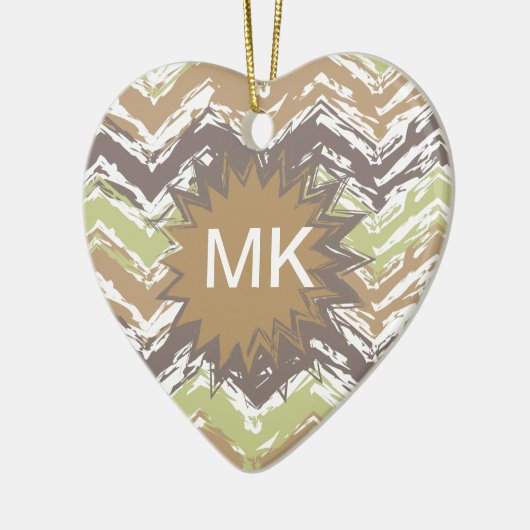 Melon Brandy Scribble ZigZag Pattern Keramisch Ornament (Links)