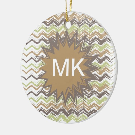 Melon Brandy Scribble ZigZag Pattern Keramisch Ornament (Links)