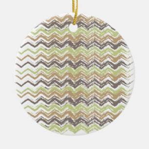 Melon Brandy Scribble ZigZag Pattern Keramisch Ornament