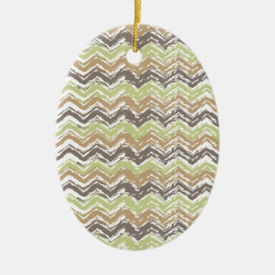 Melon Brandy Scribble ZigZag Pattern Keramisch Ornament
