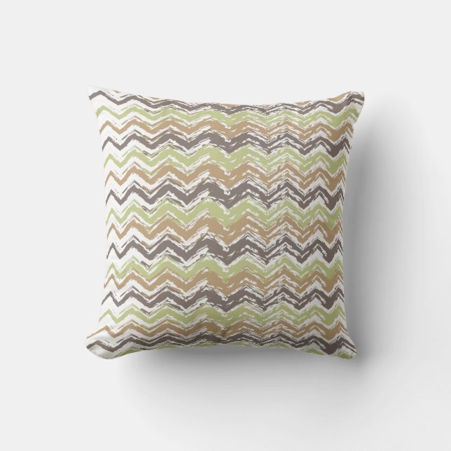 Melon Brandy Scribble ZigZag Pattern Kussen (Voorkant)
