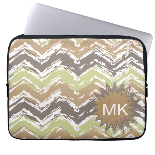 Melon Brandy Scribble ZigZag Pattern Laptop Sleeve (Voorkant)