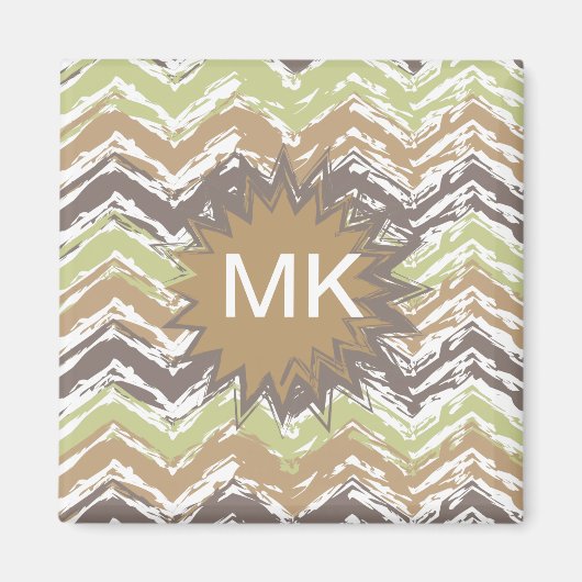 Melon Brandy Scribble ZigZag Pattern Magneet (Voorkant)