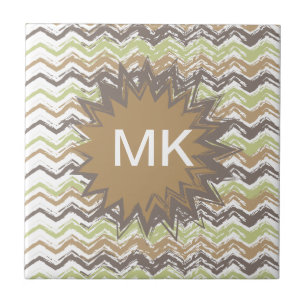 Melon Brandy Scribble ZigZag Pattern Tegeltje
