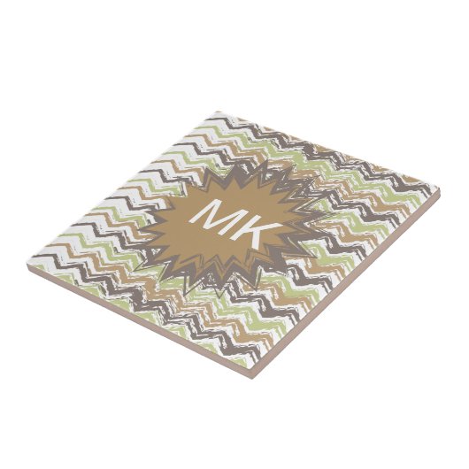 Melon Brandy Scribble ZigZag Pattern Tegeltje (Zijkant)