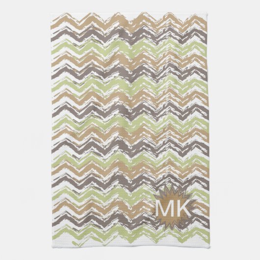 Melon Brandy Scribble ZigZag Pattern Theedoek (Verticaal)