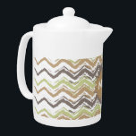 Melon Brandy Scribble ZigZag Pattern Theepot<br><div class="desc">We vieren de nieuwe kleurtrends van 2013 in dit leuke krabbel chevron zigzagpatroon - met kleuren uit het nieuwe KLEURENPALET 2013 - Deze kleur is geïnspireerd op culinaire inspiraties, waarbij pittige kleuren worden gecombineerd met frissere tinten. Het effect is geruststellend, maar bevat nog steeds poppen van onverwacht kleur om het...</div>