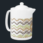 Melon Brandy Scribble ZigZag Pattern Theepot<br><div class="desc">We vieren de nieuwe kleurtrends van 2013 in dit leuke krabbel chevron zigzagpatroon - met kleuren uit het nieuwe KLEURENPALET 2013 - Deze kleur is geïnspireerd op culinaire inspiraties, waarbij pittige kleuren worden gecombineerd met frissere tinten. Het effect is geruststellend, maar bevat nog steeds poppen van onverwacht kleur om het...</div>