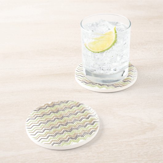 Melon Brandy Scribble ZigZag Pattern Zandsteen Onderzetter (Zijkant)