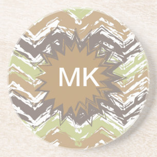 Melon Brandy Scribble ZigZag Pattern Zandsteen Onderzetter