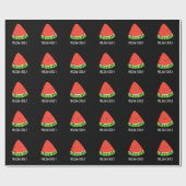 Melon-choly Funny Sad Watermelon Pun Dark BG Cadeaupapier (Vlak)