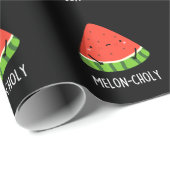 Melon-choly Funny Sad Watermelon Pun Dark BG Cadeaupapier (Rol Hoek)