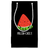 Melon-choly Funny Sad Watermelon Pun Dark BG Klein Cadeauzakje (Voorkant)