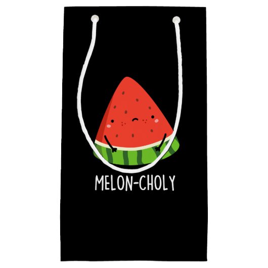 Melon-choly Funny Sad Watermelon Pun Dark BG Klein Cadeauzakje (Voorkant)