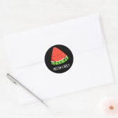 Melon-choly Funny Sad Watermelon Pun Dark BG Ronde Sticker (Envelop)