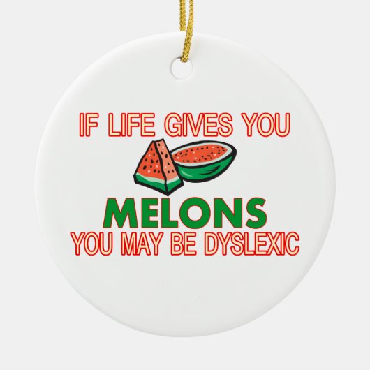 Melon Dyslexie Keramisch Ornament (Voorkant)
