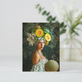 Melon Garden Muze Vrouw Portret Feestdagenkaart (Staand voorkant)