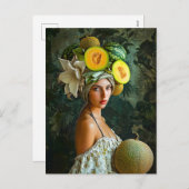 Melon Garden Muze Vrouw Portret Feestdagenkaart (Voorkant / Achterkant)