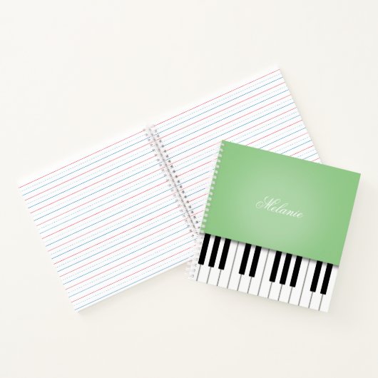 Melon Green Piano Music-toetsenbord op maat Notitieboek (Binnen)