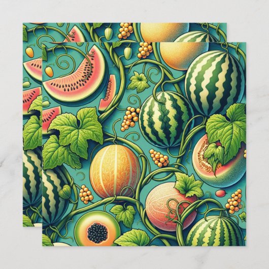 Melon Medley: Een levendige wijngaard patchwork Kaart (Voorkant / Achterkant)