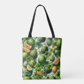 Melon Medley: Een levendige wijngaard patchwork Tote Bag (Achterkant)