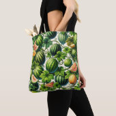 Melon Medley: Een levendige wijngaard patchwork Tote Bag (Dichtbij)