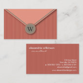 Melon Monogram Elegant Envelope Visitekaartjes (Voorkant / Achterkant)