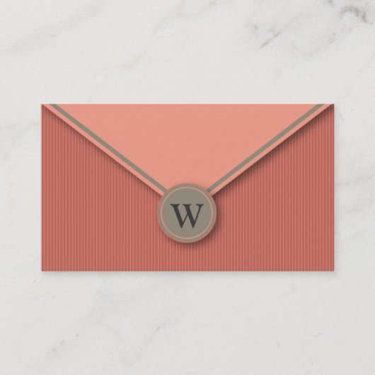 Melon Monogram Elegant Envelope Visitekaartjes (Voorkant)