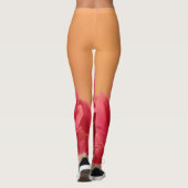 Melon Oranje Hot Pink Floral Leggings (Achterkant)