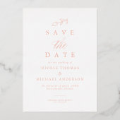 Melon Pink Arch Folie Leaf Save the Date Kaart (Achterkant)