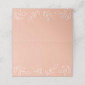 Melon Pink Elegant Leaves Pattern Wedding Plaatskaartje (Buitenkant ongevouwen)