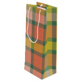 Melon plaid wijn cadeautas (Achterkant Gekanteld)